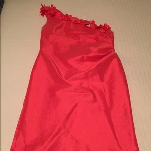 One shoulder coral dress